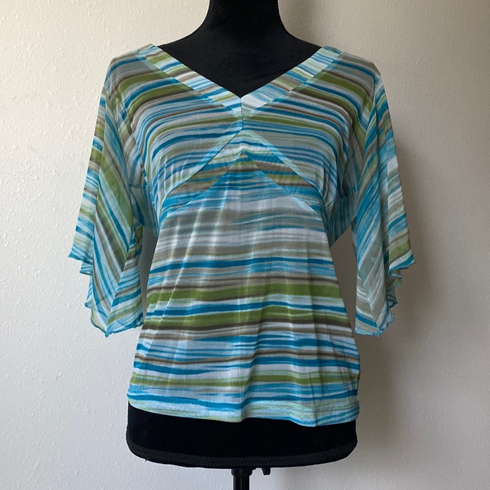 Multicolor Sheer Striped Blouse - New York & Company